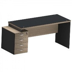 Mesa marrom tampo cor preta 4 gavetas